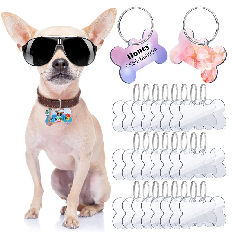 24 Pieces Blank Acrylic Dog Tag Bone-Shaped Acrylic Dog ID Tags with 24 Pieces Key Chain Rings for DIY Dogs and Cats Pet Name Number Tags Crafts Decorations, 1.49 x 1 Inch - PawsPlanet Australia