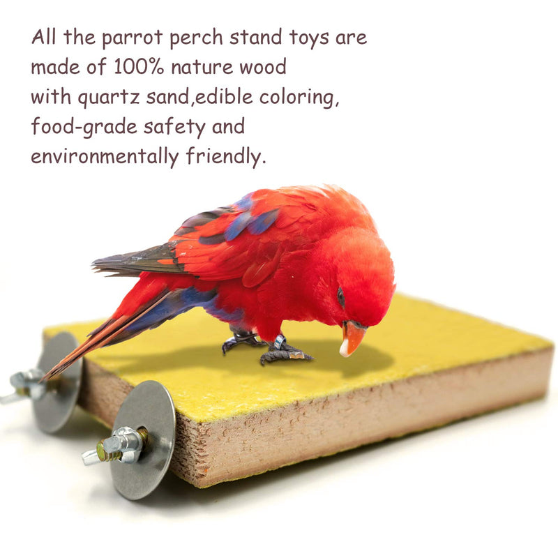 6 Pcs Bird Perch Stand Toy, Wood Parrot Stand Platform Colorful Sand Paw Grinding Stick Cage Accessories Exercise Toys for Cockatiel Conure Budgies Parakeet Lovebird Hamster Gerbil Rat Mouse 6 Pcs - PawsPlanet Australia
