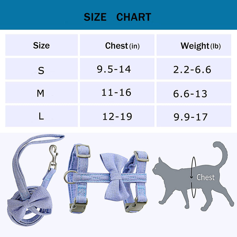 Cat Vest Harness and Leash, Cat Harness Escape Proof Escape Proof Mesh Breathable Adjustable Vest Harnesses for Cat H-Diagonal pull Walking with Safety Buckle BU S-L for Pet Kitten Puppy Rabbit Ferret Blue - PawsPlanet Australia