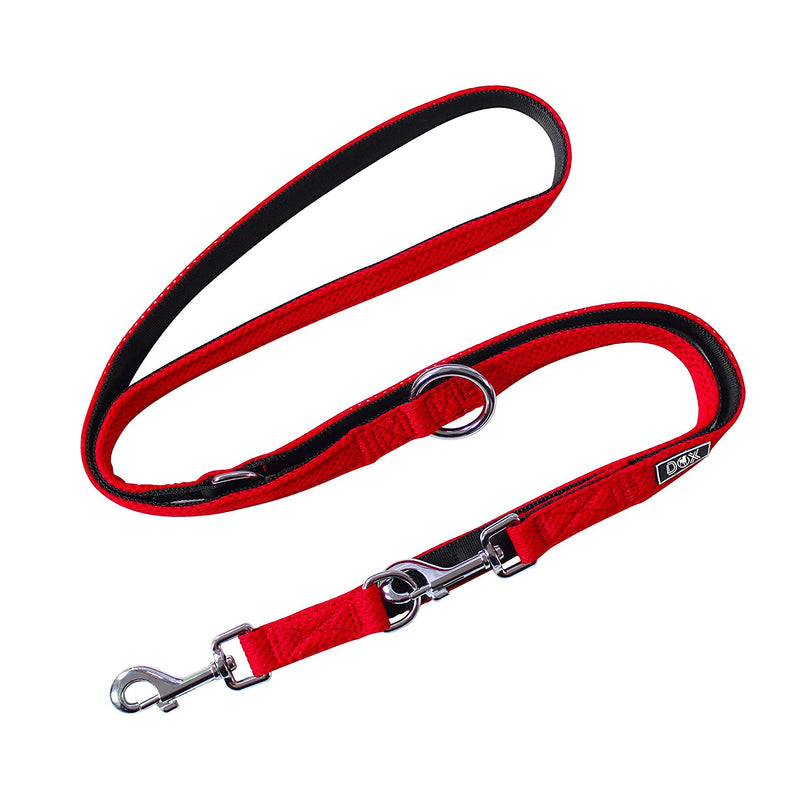 DDOXX dog leash Air Mesh, 3-way adjustable, 2m | for small & large dogs | Double Leash Two Dog Cat Puppy | Towing leash large | Lead leash small | Running leash puppy leash | Red, XS XS - 1.5 x 200 cm - PawsPlanet Australia