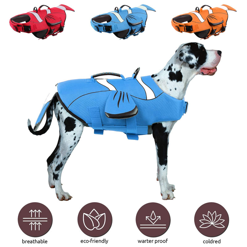 ASENKU Dog Life Jacket with Handle, Adjustable Dog Life Vest for Swimming Boating, Doggie Safety Vest Floatation Preserver Lifesaver for Small Medium Large Dogs, Blue, XS X-Small - PawsPlanet Australia