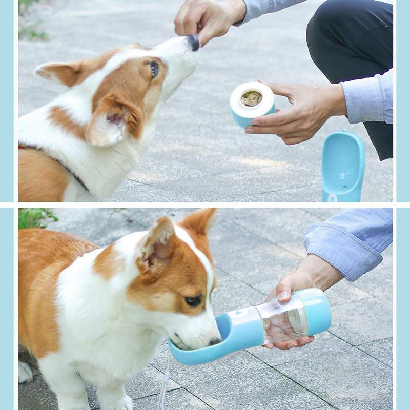 Portable Dog Water Bottle Outdoor Pet Leak proof Drinking Feeder Dog Water Dispenser with Food Container Detachable Combo Cup for Drinking Eating for Puppy Dog Cat Rabbit Hamster Hedgehog, BPA Free blue - PawsPlanet Australia