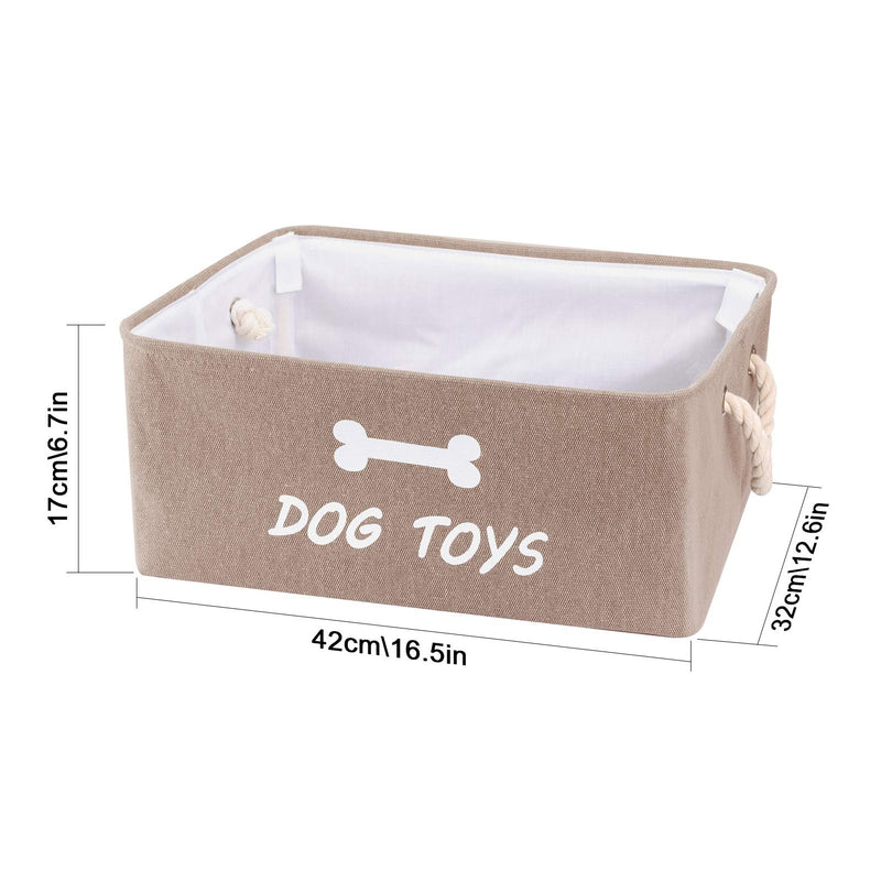 Dog Toy Storage Bin Box Baskets Canvas Organizer with Weave Rope Handles Collapsible Pet Toy Boxes for Dog Toys Puppy Stuff Accessories 2 Pcs Beige 2pcs - PawsPlanet Australia