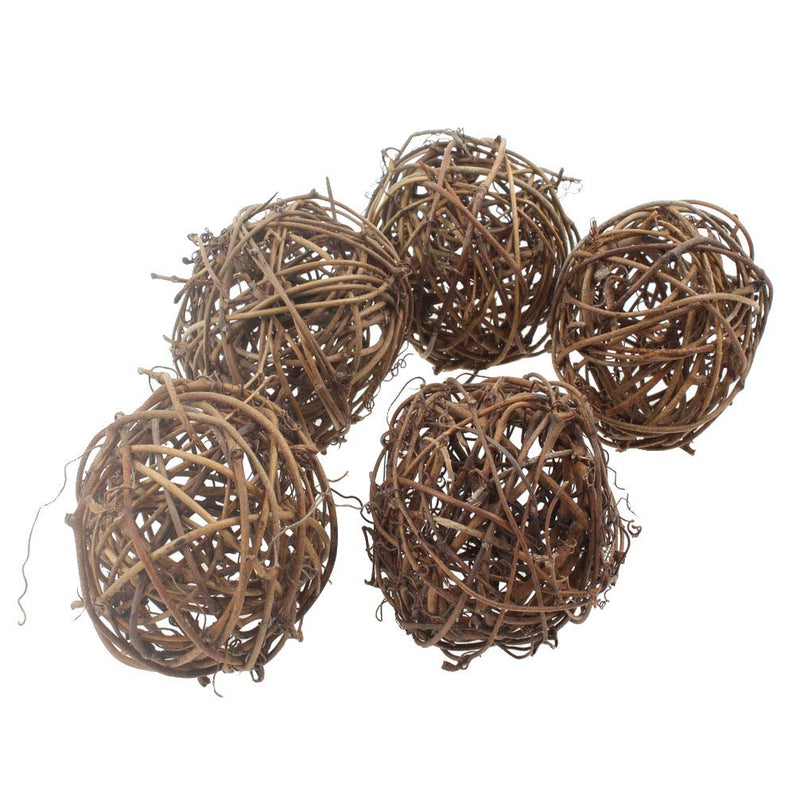 [Australia] - emours Willow Branch Rattan Ball Chew Toys for Small Animals Rabbits Guinea Pigs Chinchillas Pet Rats 5Pcs 