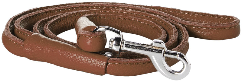 [Australia] - Dogline Soft and Padded Round Rolled Leather Step-in Harness with Leash Brown 