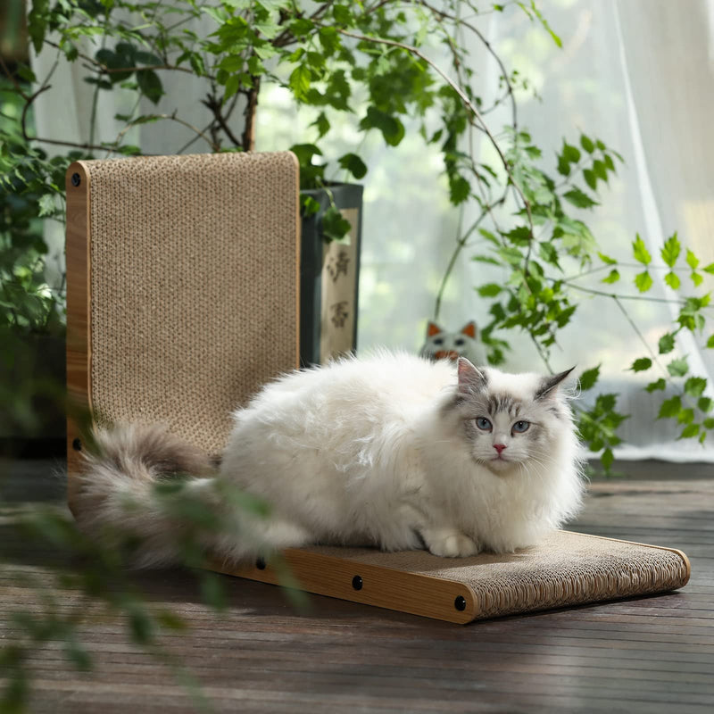 FUKUMARU cat scratching board, 68 cm high L-shaped scratching board for cats, durable cat scratching board with ball toy, cat scratching furniture made of high-quality cardboard for walls and corners, large format - PawsPlanet Australia