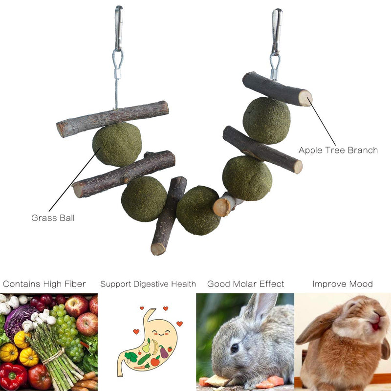 Rabbit Toys 4 in 1.Improve Dental Health. 100% Natural Materials by Handmade.Contains Apple Branches, Licorice Balls, Sweet Bamboo, Wicker Balls and Grass Carrot Toys.Bunny Toys,Rabbit Chew Toys. - PawsPlanet Australia