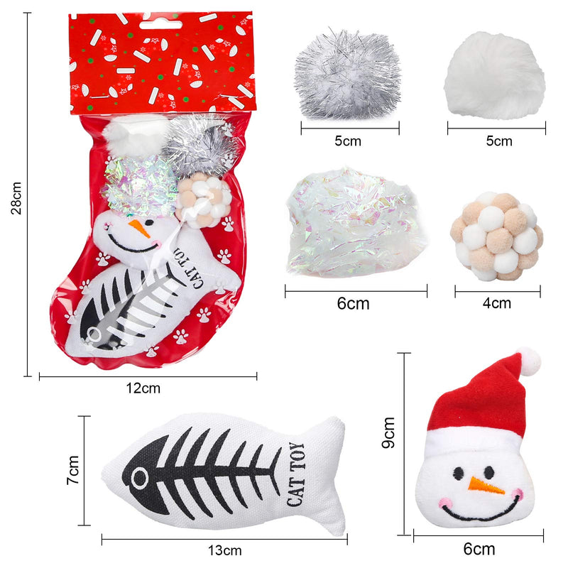 [Australia] - Sanlebi Christmas Cat Toys Stocking - 6 PCS Pet Cat Assorted Indoor Interactive Toys with Crinkle Ball Plush Fish X-mas Gift Set for Kitten Kitty 