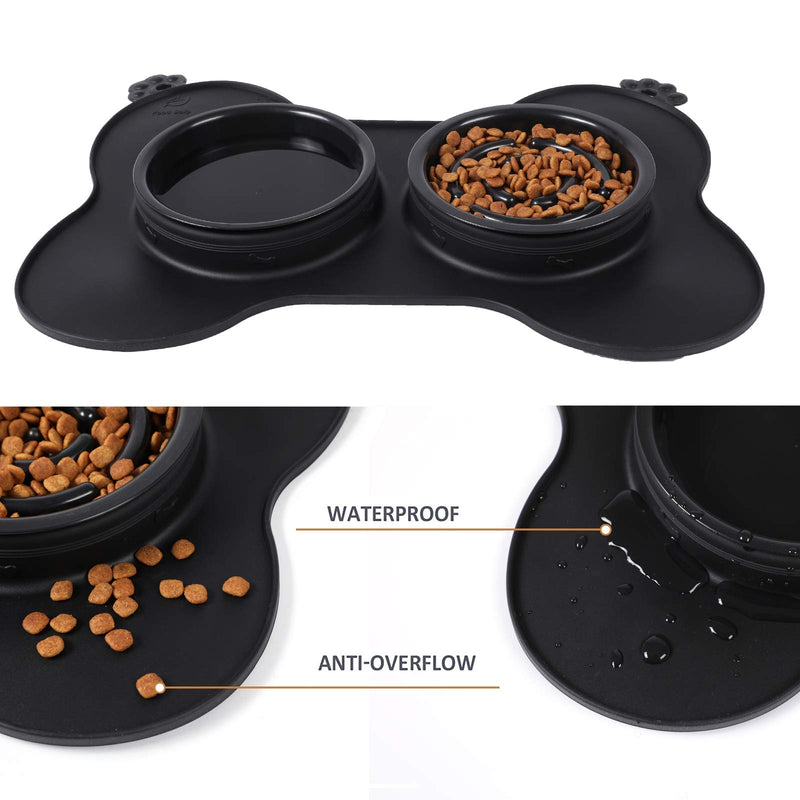 Dog Bowls-Slow Feeder Dog Bowls ,Dog Food and Water Bowls with Slow Feeder Dog Bowls,Collapsible Spill Proof Dog Bowl for Small Medium Dogs Cats Pets black - PawsPlanet Australia