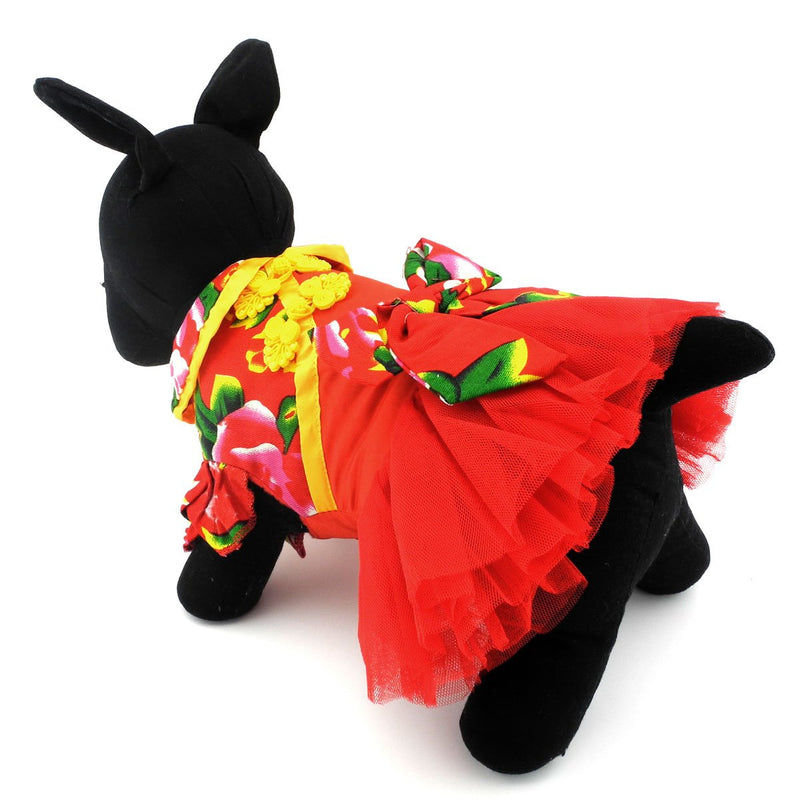 [Australia] - SMALLLEE_LUCKY_STORE Pet Chinese Traditional Wedding Dress X-Small 