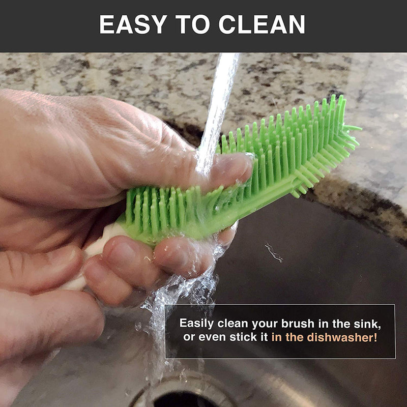 [Australia] - WeTest Multi-Purpose Rubber Pet Hair Remover - Dog & Cat Hair Remover Brush for Furniture, Car Interior and Carpet Green 