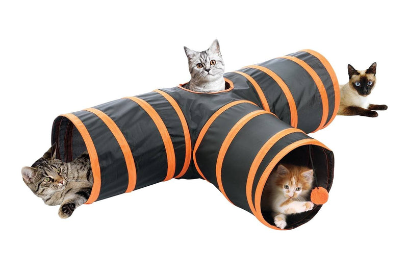 [Australia] - Kitty Fun Tunnel; Collapsible/Portable 3-way Cat Tunnel with Hanging Ball for Cats, Kittens, Rabbits 