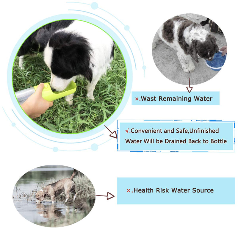 Sofunii Dog Water Bottle for Walking, Portable Pet Travel Water Drink Cup Mug Dish Bowl Dispenser, Made of Food-Grade Material Leak Proof & BPA Free - 15oz Capacity Green - PawsPlanet Australia