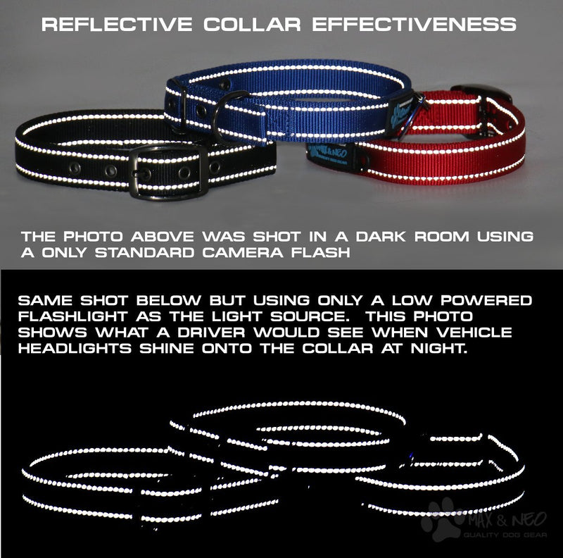 [Australia] - Max and Neo MAX Reflective Metal Buckle Dog Collar - We Donate a Collar to a Dog Rescue for Every Collar Sold Medium PINK 