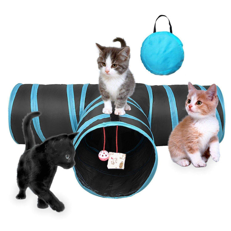 Cat Toys,Cat Tunnel Tube for Indoor Cats,3-5 Way Tunnels Extensible Collapsible Cat Play Tent Interactive Toy Maze Cat House with Bells,Pet Tube Toys for Kitty, Rabbit Small Animal 3 way 40cm - PawsPlanet Australia