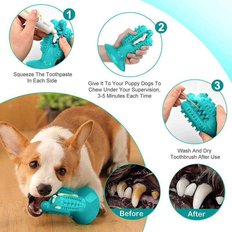 Vimi Dog Suction Cup Chew Toys, Puppy Toothbrush Stick Indestructible Durable Toy for Aggressive Chewers Bite Resistant Interactive Toys for Small Medium Pet Teeth Cleaning,Food Treat Dispensing Turquoise - PawsPlanet Australia