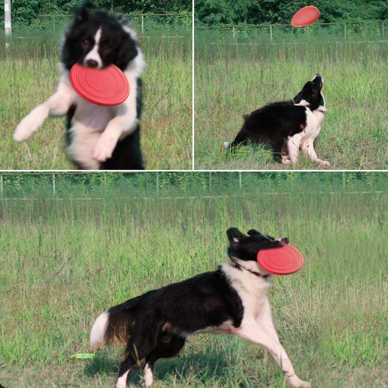 Frisbees for Dogs,Red Tossing Toys Durable Rubber for Most Size Dog Puppy 7Inch - PawsPlanet Australia