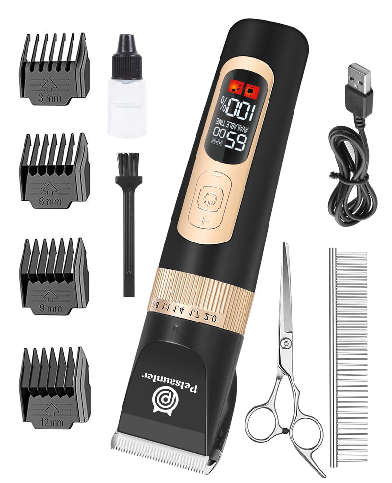 Petsaunter C95Pro Cordless Rechargeable Dog Hair Clipper,Quiet 4-Speed Electric Pet Hair Shaver,Low Noise Professional Grooming Clipper Tools for Small & Large Dogs Cats Pets with Thick & Heavy Coats - PawsPlanet Australia