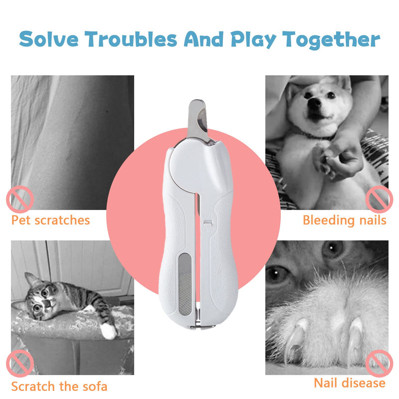 MZFANG Claw Scissors for Cats Nail Clippers Pet Cat Nail Cutter Nail Scissors Cat Claw Cutter with LED Light and Nail File Professional Claw Care Cutter for Dogs - PawsPlanet Australia