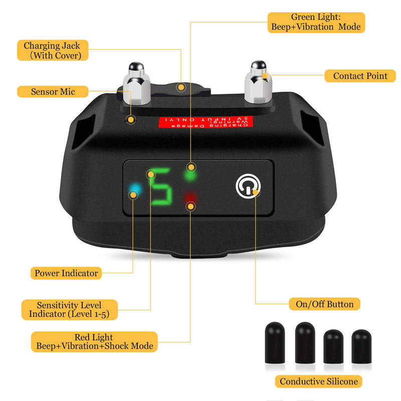 [Australia] - NinjaDog Anti Bark Collar 2020 Rechargeable & Waterproof Dog Bark Collar with Beep Vibration and Harmless Shock, 5 Sensitivity - Stop Barking Training Collars for Small Medium Large Dogs 