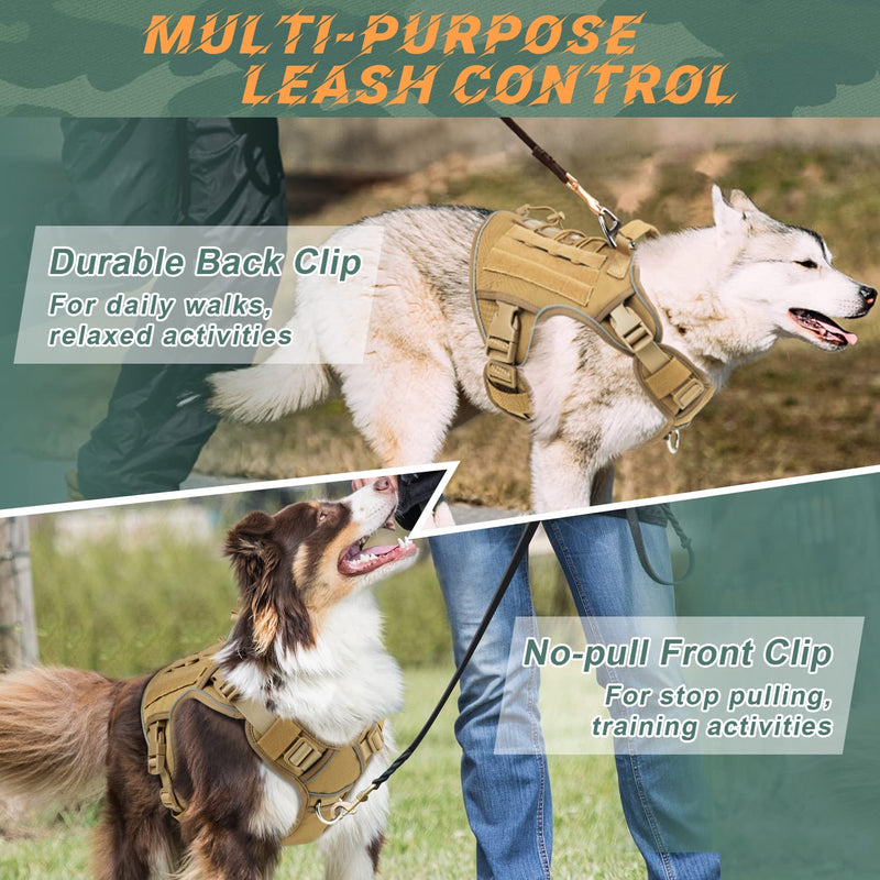 Tactical Dog Harness Vest for Small Medium Large Dogs No Pull Adjustable Reflective Military Pet Harness with Easy Control Handle with Hook & Loop Panels for Walking Hiking Training - PawsPlanet Australia
