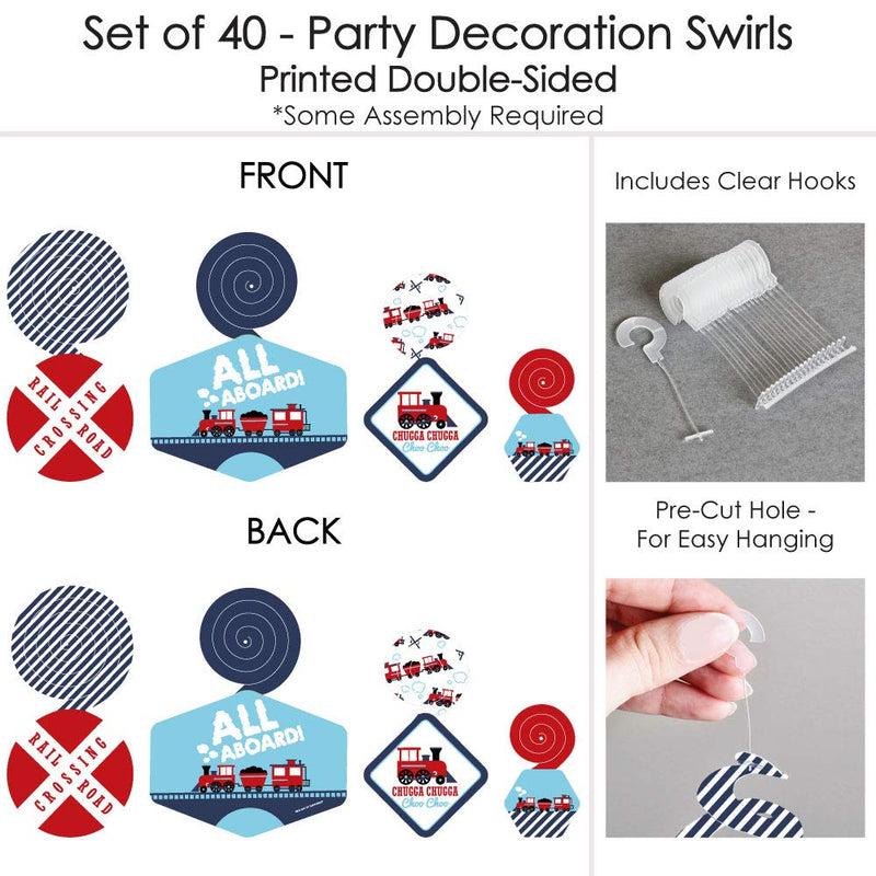 Railroad Party Crossing - Steam Train Birthday Party or Baby Shower Hanging Decor - Party Decoration Swirls - Set of 40 - PawsPlanet Australia