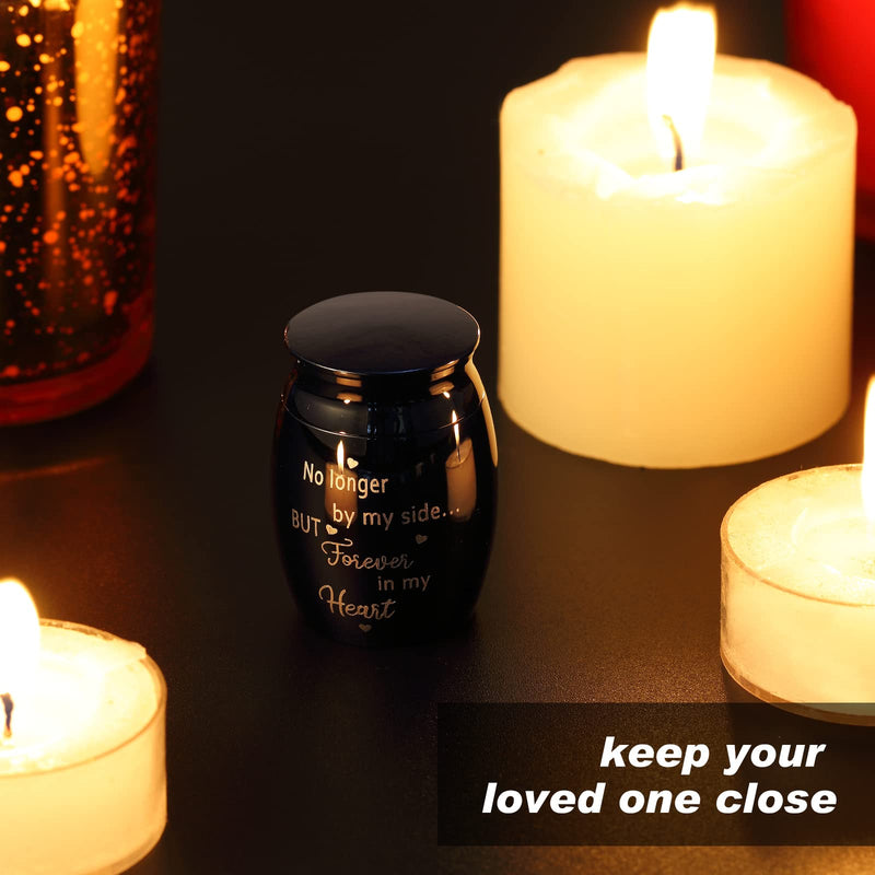 Small Cremation Urn Mini Memorial Keepsake Urn Stainless Steel Ash Holder Metal Sharing Personal Funeral Urn for Pet or Human Ash, No Longer by My Side, but Forever in My Heart (Black) Black - PawsPlanet Australia