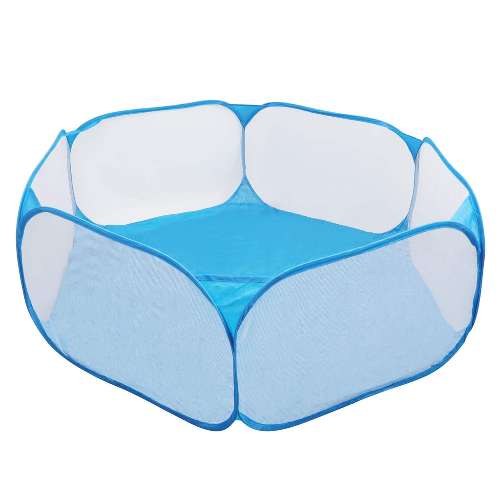 Coolty Small Animal Playpen, Pop-Up Foldable Small Animal Cage Tent, Breathable Transparent Exercise Fence for Guinea Pigs, Rabbits, Hamsters, Chinchillas and Hedgehogs Blue - PawsPlanet Australia