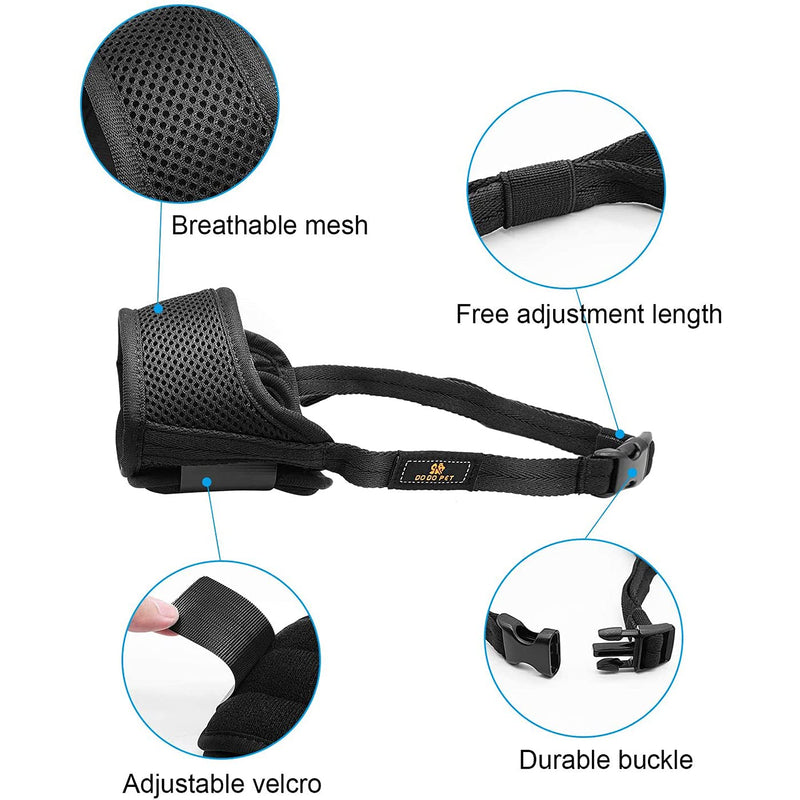 Dog Muzzle, Muzzle with Velcro Fastener, Soft, Prevents Biting, Safe, Breathable Barking and Chewing, with Adjustable Loop, Breathable Mesh - Black, M - PawsPlanet Australia