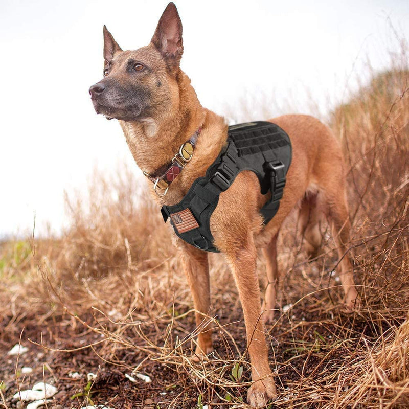 rabbitgoo Tactical Dog Harness for Large Medium Dogs, Military Dog Harness with Handle, No-Pull Service Dog Vest with Molle & Loop Panels, Adjustable Dog Vest Harness for Training Hunting Walking Small Black - PawsPlanet Australia