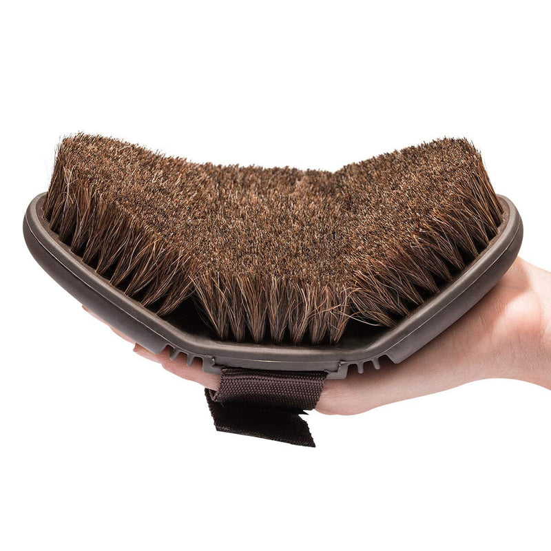 Animalon CareFlex horsehair brush brush | Flexible & ergonomic horse brush with Velcro fastener for comfortable horse grooming | Horse Accessories | Horse Grooming Supplies (Brown) - PawsPlanet Australia