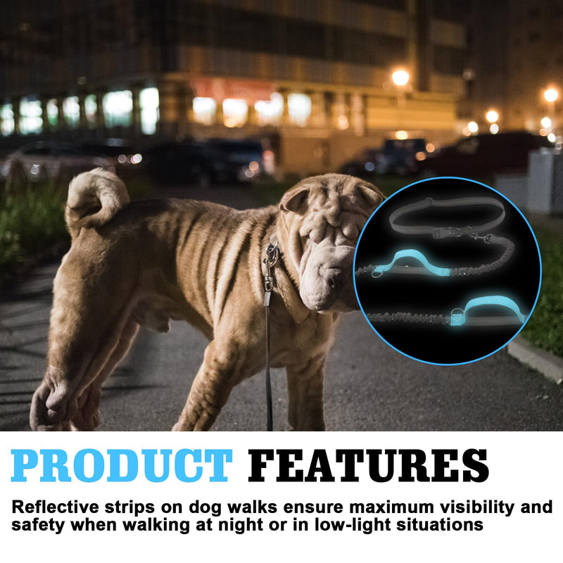 Nizirioo jogging leash for dogs, hands-free dog leash: elastic and reflective dog leash with waist strap, double handle, hand-free dog leash for medium and large dogs, 140-200 cm - PawsPlanet Australia