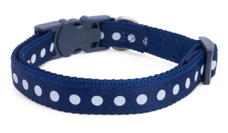 Petface Dots Print Dog Collar, Large, Blue/White - PawsPlanet Australia