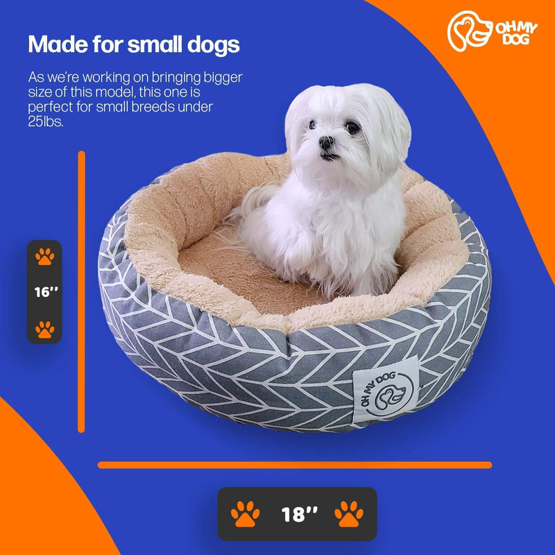 Oh My Dog! - Small Dog Bed Washable Donut Cuddler - Gray Self Warming Fluffy Dog Bed - Made with Cozy and Pet Safe Materials for Enhance Comfort - PawsPlanet Australia