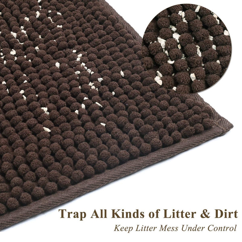 Vivaglory Cat Litter Mats, 31"× 20" or 35"× 25" Super Soft Microfiber Pet Mats for Litter Boxes with Waterproof Back, Machine Washable 31"× 20" Brown - PawsPlanet Australia