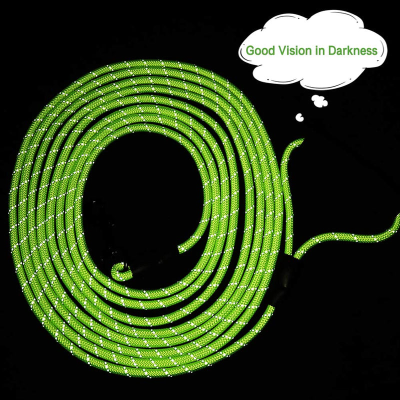 Dog Check Cord, 20FT/6M Floatable Long Reflective Recall Dog Training Rope with Comfortable Handle for Hiking, Camping, Walking Green - PawsPlanet Australia
