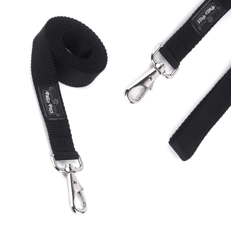 [Australia] - Paltu Pets Dog Collar and Leash Set with 1 inch Width for Medium & Large Size Dogs - Nylon 6ft Leashes with 360° Rotating Swivel Clasp for Outdoor Walks Adjustable Collar Fit 10" - 18" Black 