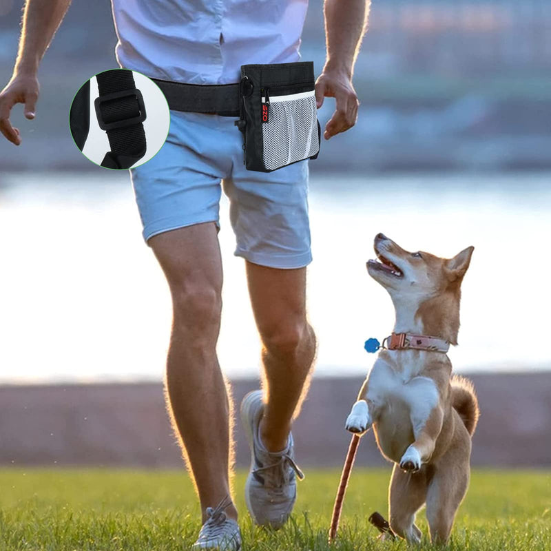 Dog Treat Pouch - 3 Ways to Wear Treat Pouches for Pet Training and 2 Pieces Clicker Taining for Dogs, Dog Training Treat Pouch Bag with Waist Belt Shoulder Strap - Black - PawsPlanet Australia