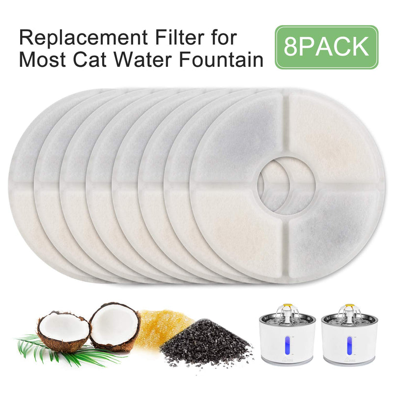 Wonder Creature Cat Water Fountain Replacement Filter, 8 Filters Pack, Compatible with Most Cat Fountain and Pet Water Fountain, Activated Carbon Filter - PawsPlanet Australia