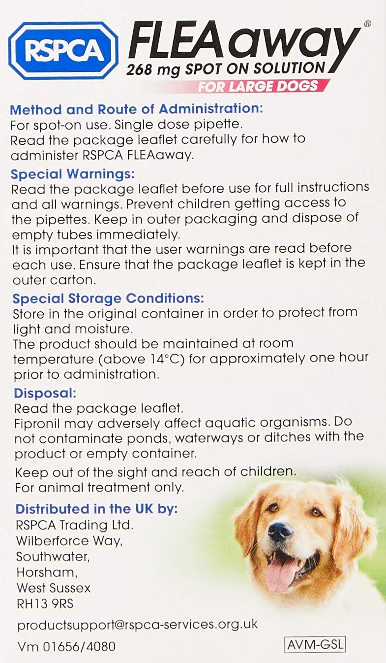 RSPCA FleaAway Spot-on Solution for Large Dogs, 268 mg - PawsPlanet Australia