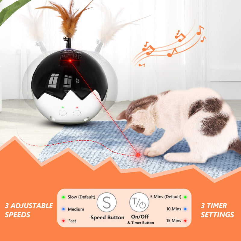 2021 Newest Cat Laser Toy,3 in 1 Interactive Tumbler Ball,Laser and Feather Toys for Pet Automatic Kitten Chaser Toy Indoor,Electronic Real Mice Sound,3 Speeds,3 Timers,Irregular Circle,Rechargeable - PawsPlanet Australia