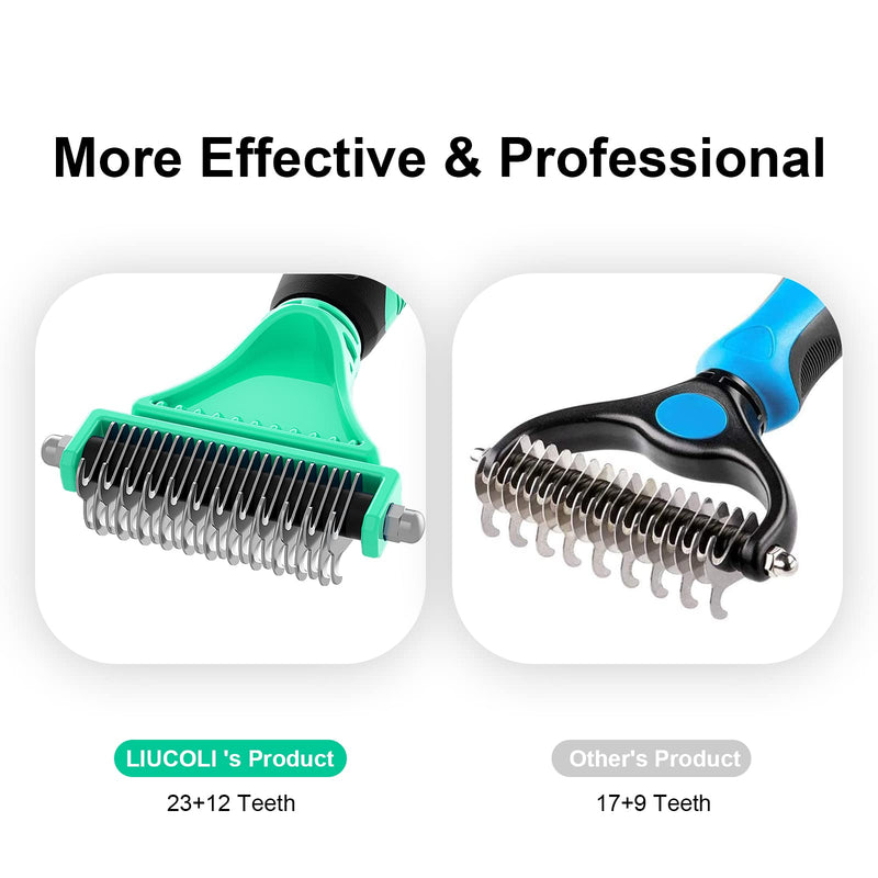 Dog brush, cat brush, dog comb, cat comb, LIUCOLI double-sided 23+12 undercoat brush dogs cats for long hair/short hair - pet undercoat brush, 96% knots and loose hair removes green + black - PawsPlanet Australia