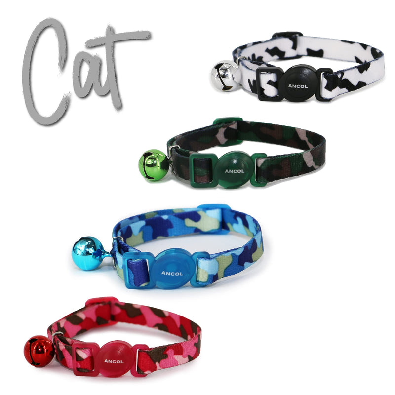 Ancol Safety Buckle Cat Collar Camoflage Black & White x 3 Black/White Camouflage 1 piece - PawsPlanet Australia