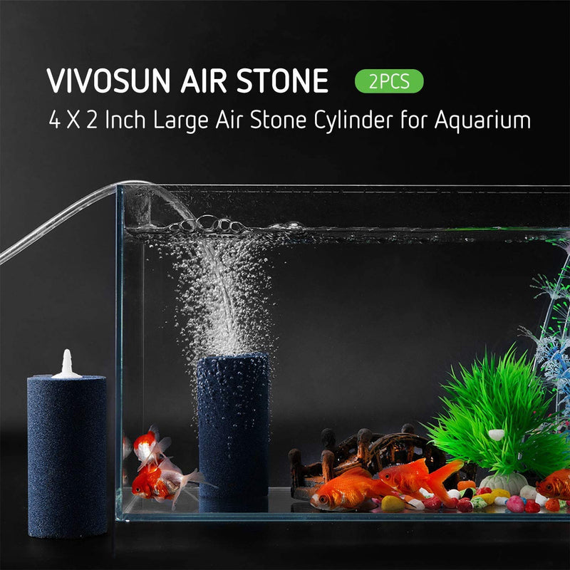 [Australia] - VIVOSUN Air Stone 2PCS 4 X 2 Inch Large Air Stone Cylinder for Aquarium and Hydroponics Air Pump 