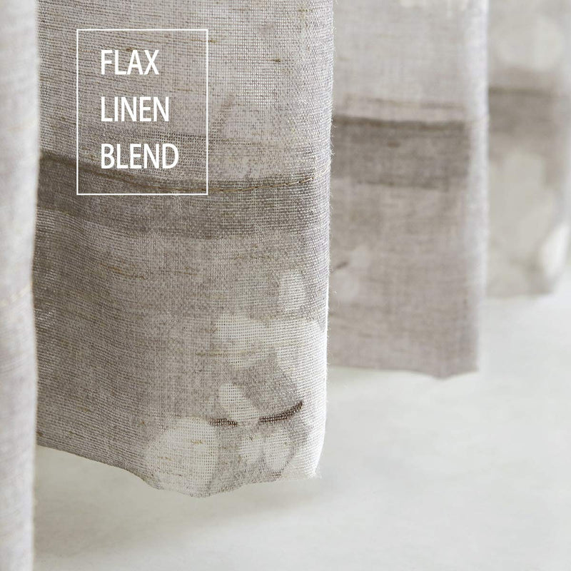 FMFUNCTEX Flax-Blend Sheer Curtains for Living-Room White Blossom Print Window Drapes 50"x 63" 2 Panels, Tan, Rod Pocket 50" x 63" - PawsPlanet Australia