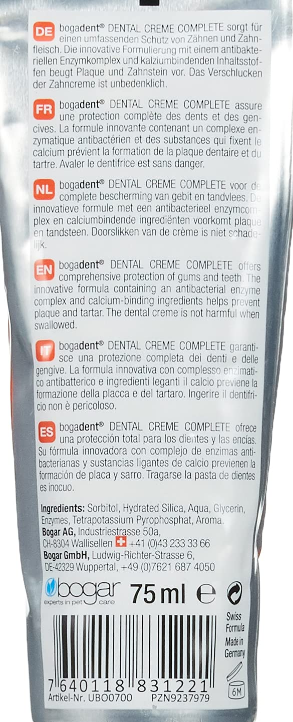 Bogadent Dental Creme Complete - dog toothpaste against tartar - dog toothpaste without fluoride & xylitol - dog toothpaste with sugar-splitting enzyme - 75ml - PawsPlanet Australia