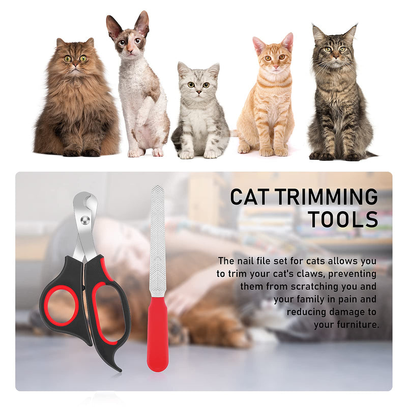 Cobee Cat Claw Clippers, Professional Claw Clippers + Pet Nail File for Kittens, Stainless Steel Cat Claw Clippers, Scissor Trimmer Set for Small Animals, Puppies, Hamsters, Birds (Black+Red) - PawsPlanet Australia