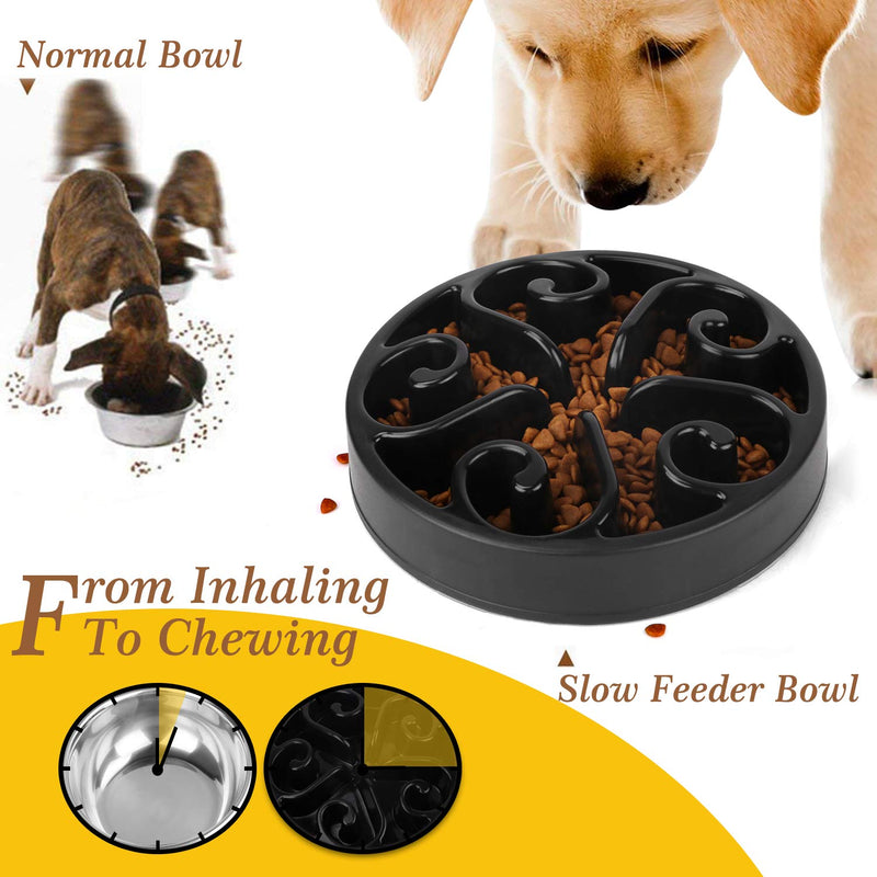 JASGOOD Slow Feeder Dog Bowl Slow Eat Feeder for Fun Slow Feeding Interactive Bloat Stop Dog Bowls Small/Medium A-Black - PawsPlanet Australia