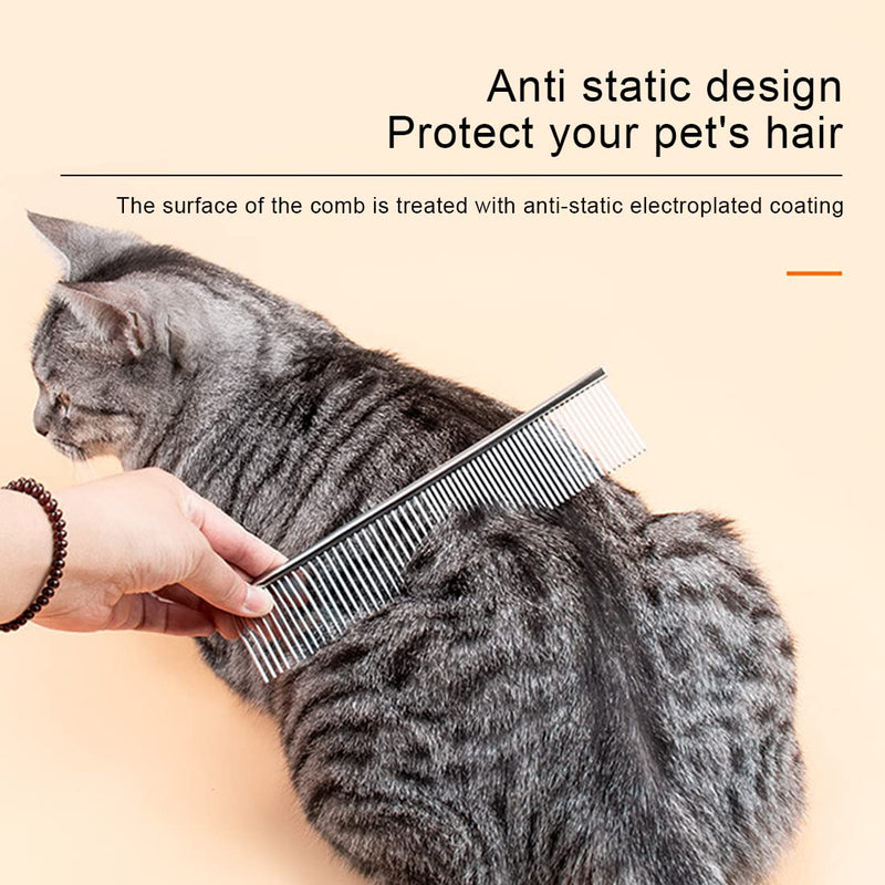 MenYiYDS Steel Pet Comb with Rounded Ends Stainless Steel Teeth Metal Cat Dog Tangle and Knot Removal Grooming Tool for Deshedding - PawsPlanet Australia