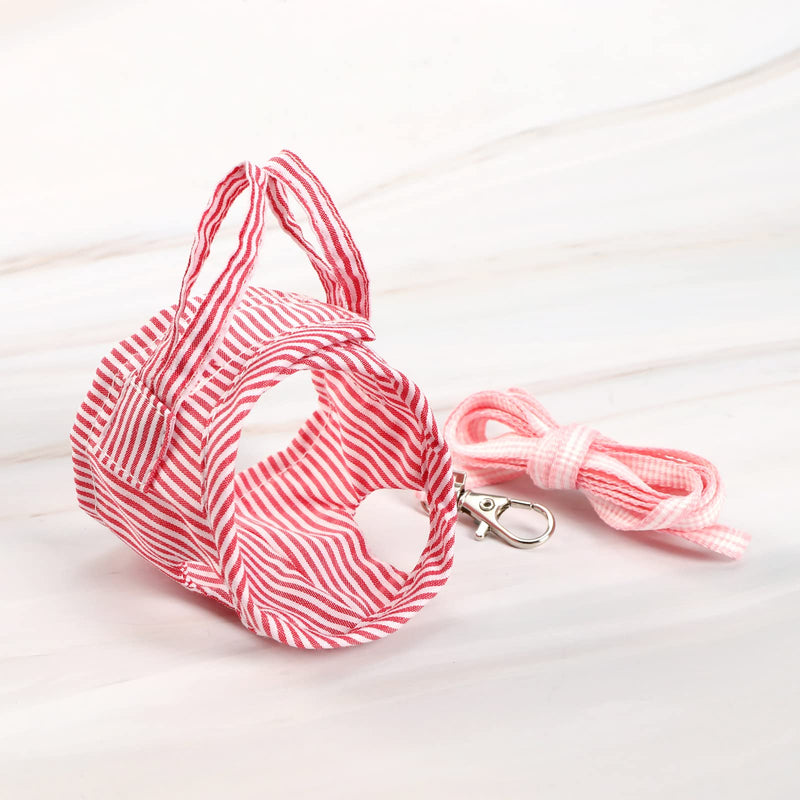 Outdoor harness with leash for small pets, adjustable striped vest, chest strap, safety harness, lead rope for guinea pigs, ferrets, Dutch pig etc. Red size S - PawsPlanet Australia